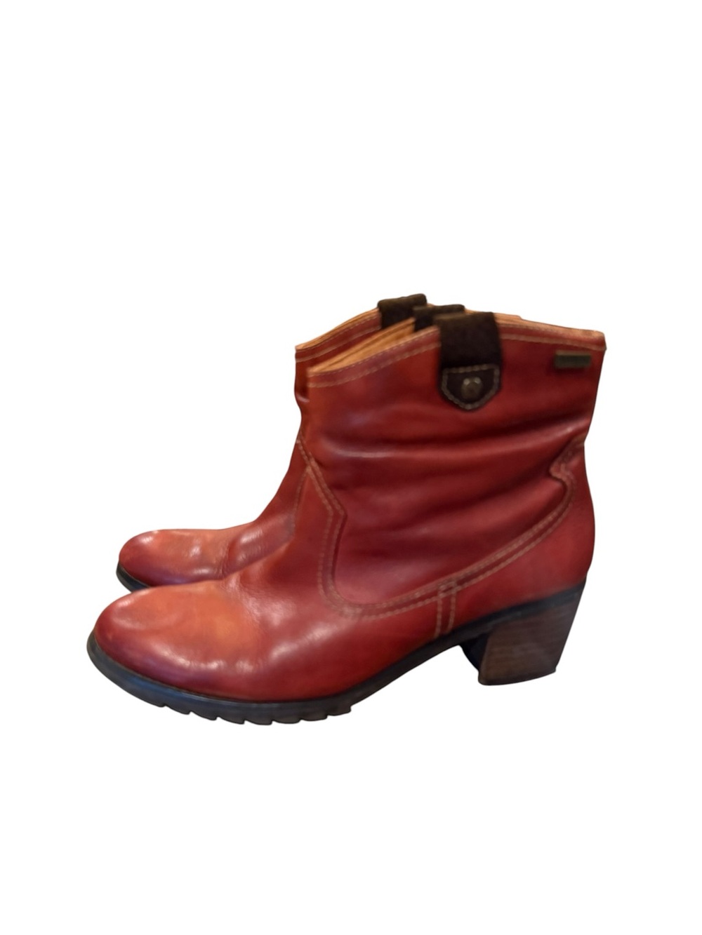 Pikolinos Women’s EU 41 US 10 Red Leather Ankle Boots Heeled Booties
